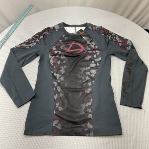 Dynamic Gray and Red Long Sleeve Compression Tee
